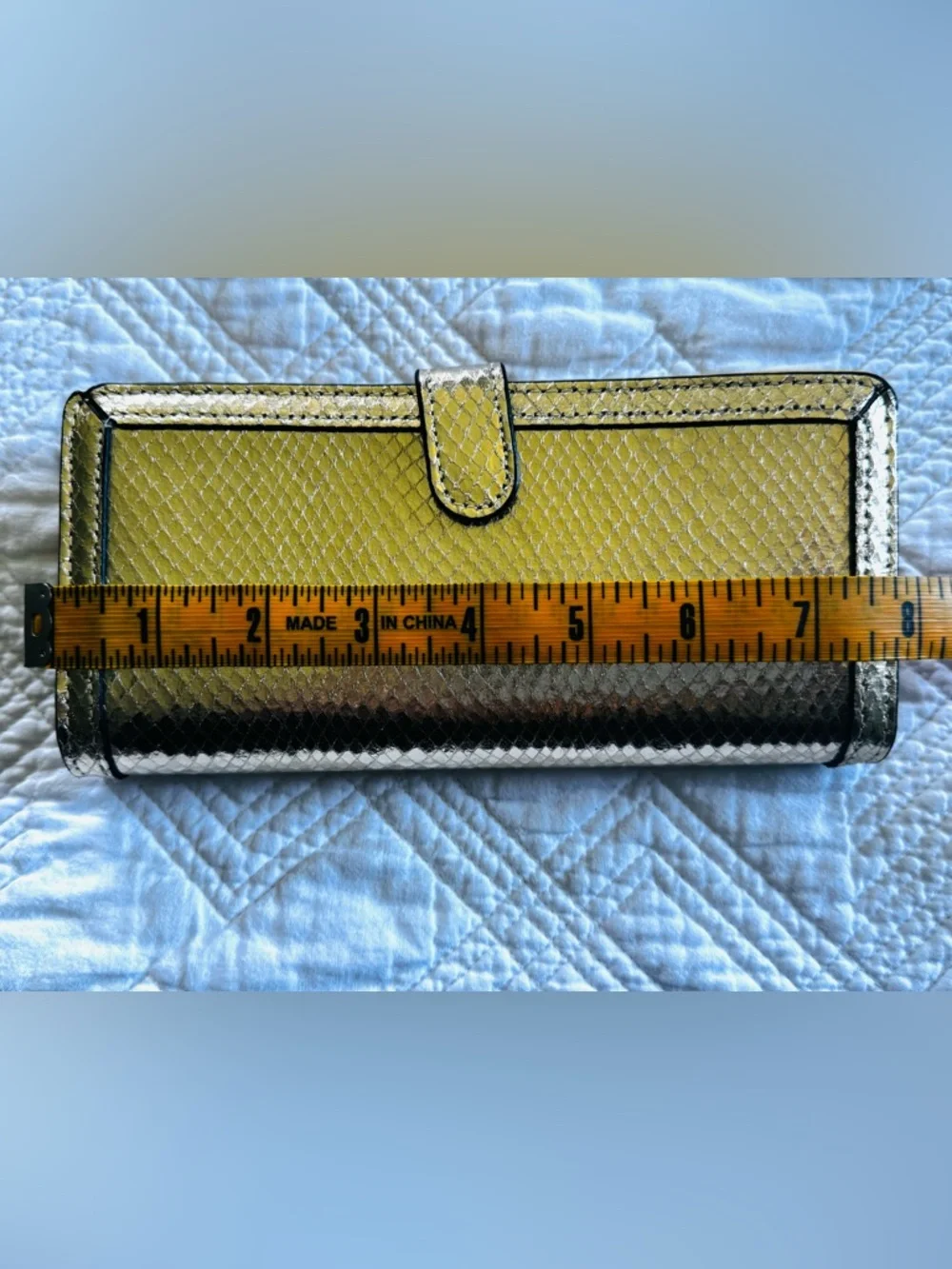 ALDO Metallic Gold Snake-Embossed Wallet Clutch New Without Tags